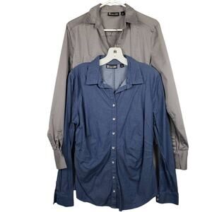Bundle of 2 NY and Co. Tops Blouse Button Up Blouse - L